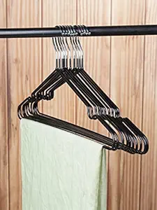 MARKET 99 Clothes Metal Hangers, Anti Slip Hangers Rubber Coated Hangers Heavy Duty Hangers, (10 -Pack) Black