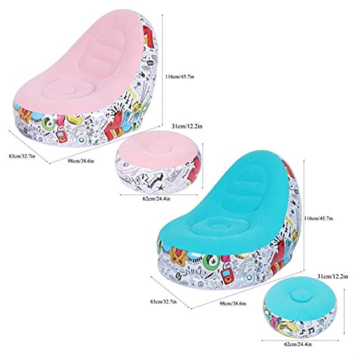 QILIYING Patio Lounge Chair Lounge Chair, Lounge Chair Portable Inflatable Sofa Comfortable Chair Longue with Footstool for Living Room Balcony Camping Chaise Lounge - Image 3