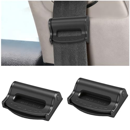 2PCS Seat Belt Adjuster Clip Shoulder Neck Strap Locking Clips for Adults Kids Child Comfortable Car Seat Belt Adjuster Safety Positioner Universal for SUV Sedan Truck Seatbelts (Black-2PCS)