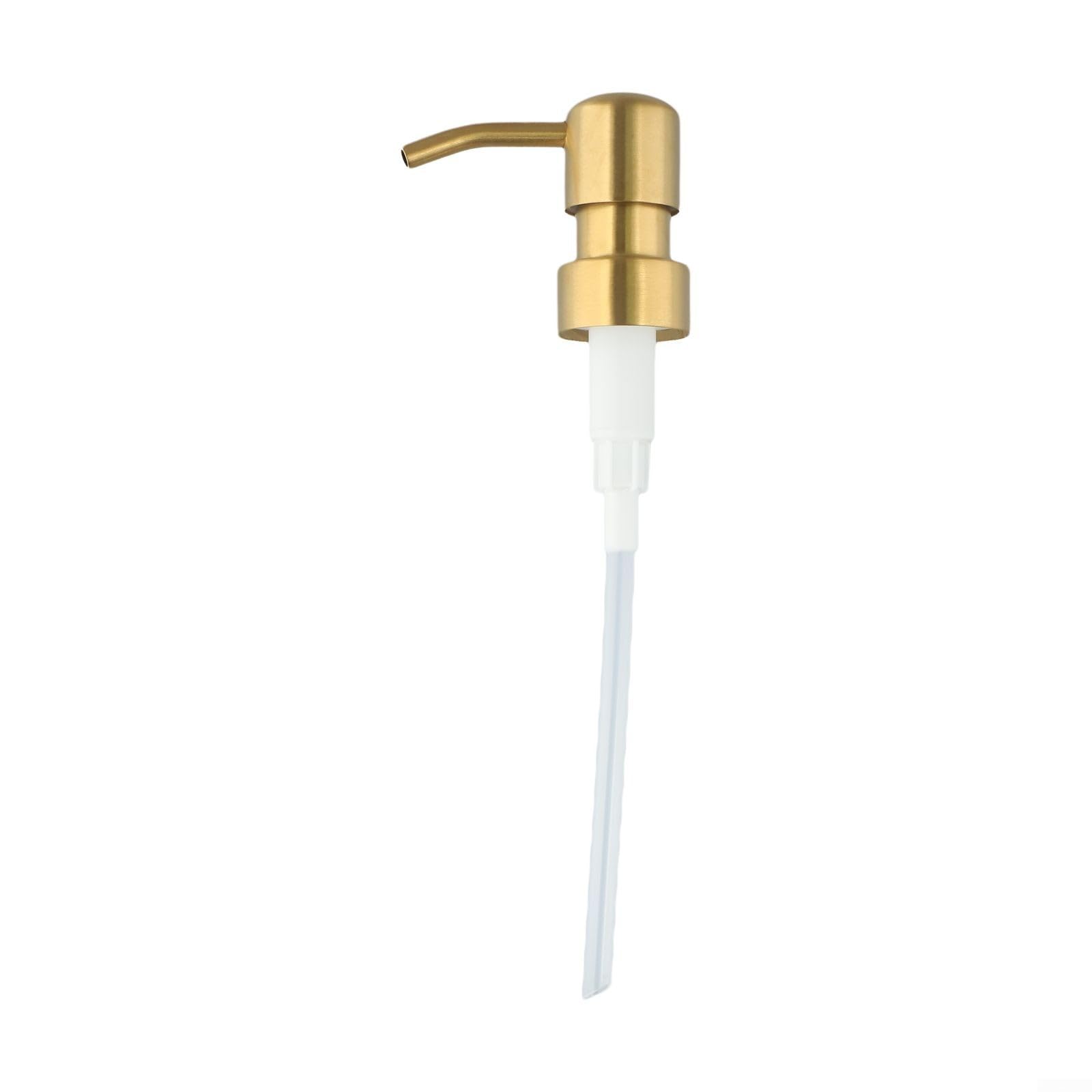Dispenser Pump Head, Stainless Steel Soap Dispenser Pump Replacement for Push Type Lotion Liquid Bottle(Titanium Gold)