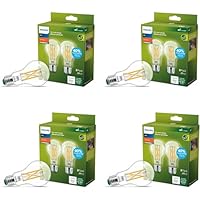 PHILIPS LED 60W A19 8-Pack Ultra Efficient Soft White (2700K) 850 Lumen (5W = 60W) Clear Flicker-Free Light Bulbs