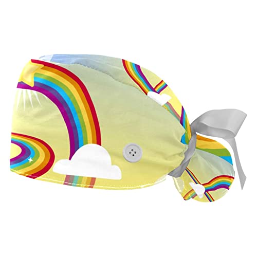 Chapeaux bouffants arc-en-ciel JDEZ : lot de 2 casquettes de travail ajustables mixtes