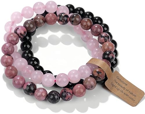 SAIBANGZI Bracelet Pierre Naturelle 8mm – Set de 3 Bracelets Fait Main, Bijou Énergétique pour Hommes et Femmes, Sérénité, Équilibre et Confiance avec Coffret...