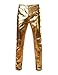 ZEROYAA Mens Side Zipper Design Moto Jeans Style Metallic Gold Pants/Straight Leg Trousers US 36/Asian XXXXL Gold