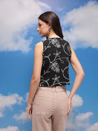 Image of Amazon Brand - INKAST Women Textured Sleeveless Peplum Tunic Top|Round Neck Multi-Tie Front Blouse|Casual Wear|