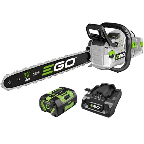 EGO Power+ CS2005 20-Inch 56-Volt Lithium-ion Farm & Ranch Cordless Chain Saw with Digital Display, LED Work Light, 6Ah Battery and 320W Charger