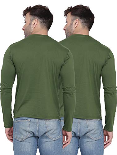 Image of Self Design Men Full Sleeve Round Neck Multicolor T-Shirt (Pack of 2)