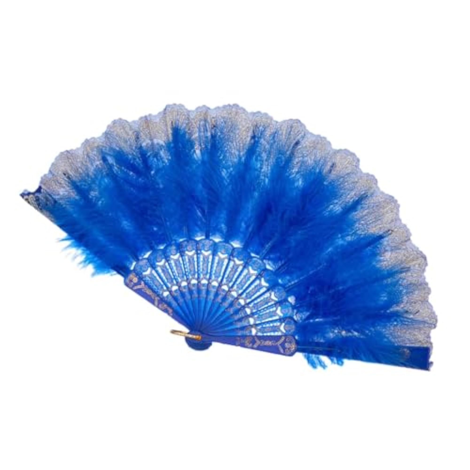 Blue Feather Fan Prop for Wedding Performance