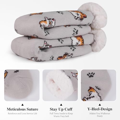 KFUBUO Mens Slipper Socks with Non Skid Bottoms Fleece-Lined Warm Fuzzy Socks4