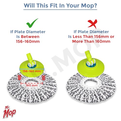 Image of 360 Rotating Magic Spin Mop Microfiber Refill for Floor Cleaning | Bucket Mop Head Replacement Accessories - Grey