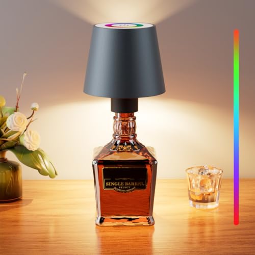 brightower LED Flaschenlampe mit RGB,5200mAh Touch Kabellose Flaschenleucht, IP54 stufenloses Dimmen Tischlampe für Restaurants im Innen- und Außenbereich, Bars, Schlafzimmer&Camping (DarkBlack)