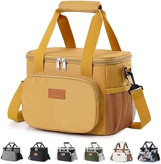 Lifewit Medium Lunch Bag Insulated Lunch Box Soft Cooler Cooling Tote for Adult Men Women, Brown 12-Can (9L)