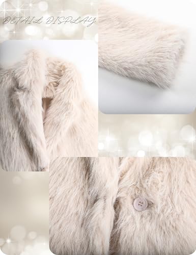 Gozoloma Women's Faux Fur Jacket Long Sleeve V Neck Collared Cropped Coat with Single Button Closure3