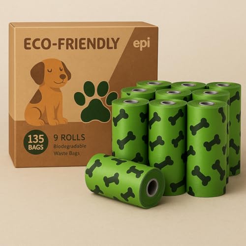 Image of Dog or Cat Poop Bags, 135 Count (9 Rolls) 100% Biodegradable Bags.