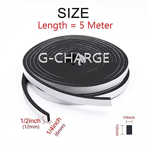 G-CHARGE Single Side High Density Self Adhesive Foam Seal Tape, Weather Stripping Doors and Window Insulation Soundproofing, (12mm x 6mm x 5 Meter) (Image - 3)