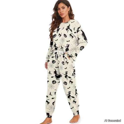 Image of Women's Pajamas Set Soft 2 Piece Loungewear Long Sleeve Pj Set Matching Sleepwear with Pockets for Women Plus Size