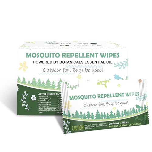 Natural Mosquito Repellent Wipes, DEET Free Insect...
