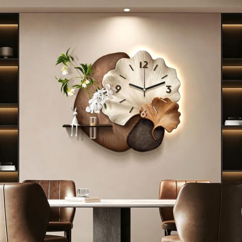 Image of 3D Wall Art Decor, Glow LED Sculpture Wall Clock, Crystal Porcelain