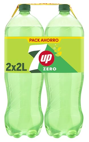 7 UP Refresco zero de lima e limão, sem açúcares e sem calorias, bipack duas garrafas de 2 litros, 4 litros no total