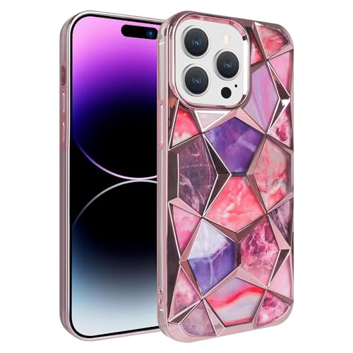 Image of COVERLY for iPhone 15 3D Diamond Glitter Sparkle Case,Full Protective Luxury Cube Cute Shinny Bling Soft Silicone Designer Fashion Smart Aesthetic Cover for Apple iPhone 15 (Rose Gold)