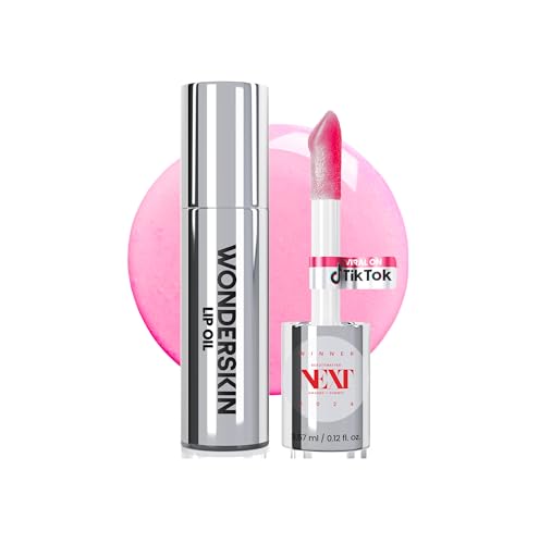 Wonderskin Lip Oil Rehab Serum - Color Changing Lip Oil from Clear to Pink - PH-activated, Non-sticky & Hydrating Tinted Serum for Dry Lips (Kissed)