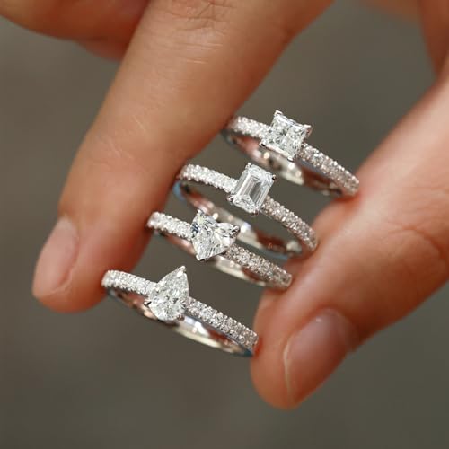 AGVANA 'Radiant Muse' 0.3-1.0 Carat Square-Cut Lab Grown Diamond Ring in Sterling Silver (0.5-1.2 Ct. Tw.) Engagement Anniversary Wedding Ring for Women (D-E Color, VS Clarity)3