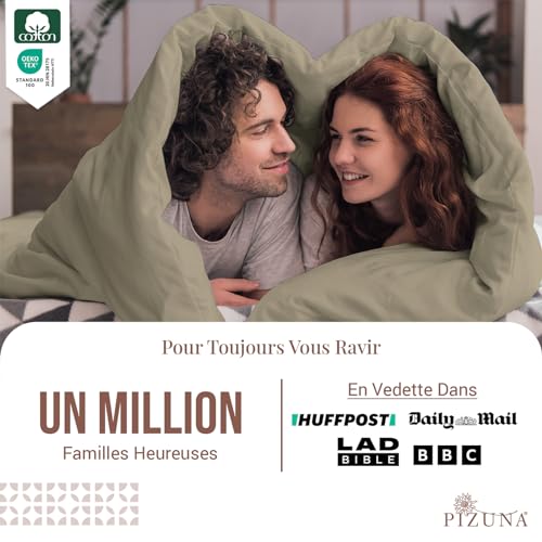 Ensemble de housses de couette 200x200 coton percale taupe 2 personnes