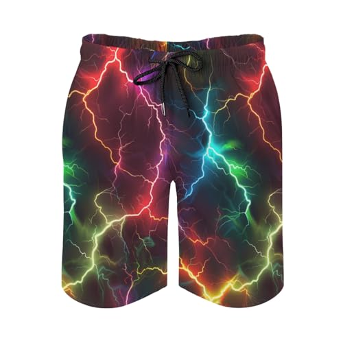 Colorful Lightning Men's Swim Trunks Cool Lightning Summer Swimming Shorts Fantasy Lightning Bolt Bathing Pants