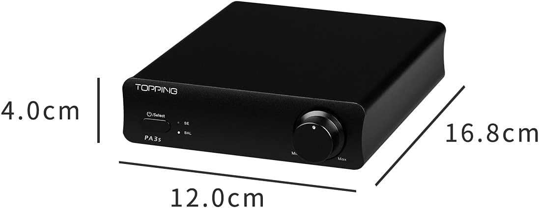 Topping PA3S Power Amplifier MA12070*2 Class D Fully Balanced Single Ended AMP 80W*2 RCA TRS Power Amplifier (Black)