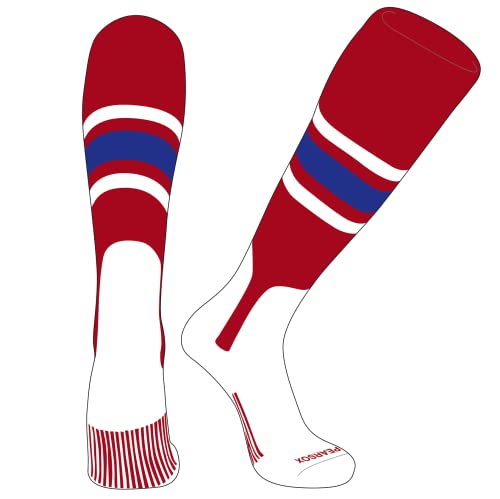 PEAR SOX OTC Baseball Softball Stirrup Socks (B, 7in) Red, White, Royal