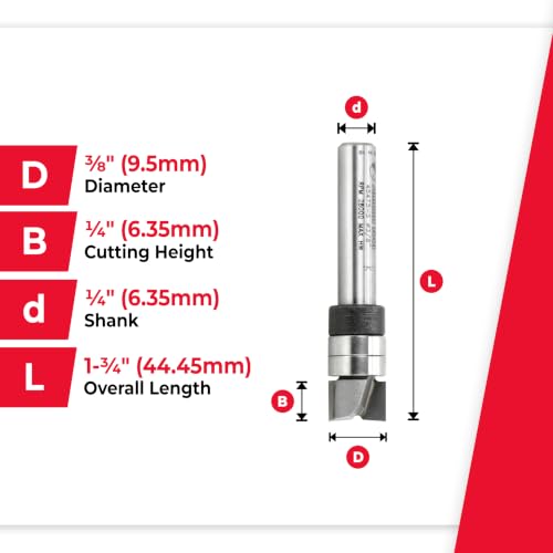Image of Amana Tool - 45475-S Carbide Tipped Flush Trim Plunge Template 3 /8 Dia x 1 /4 Sh