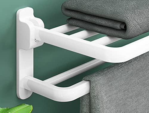 Porte-serviettes mural en acier inoxydable avec support double blanc