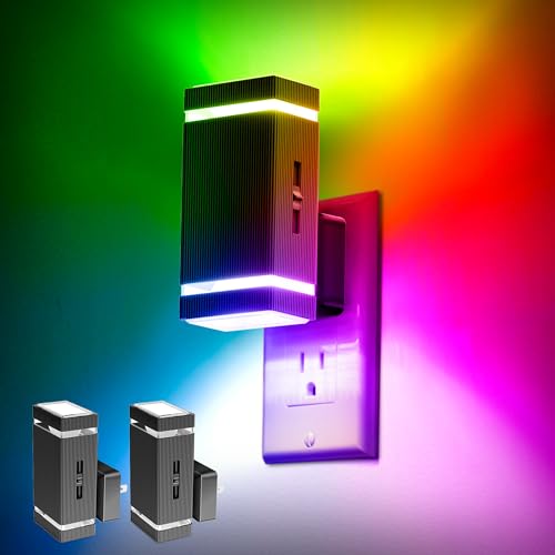 Image of DORESshop Color Changing Night Lights [2 Pack], Night Lights Plug Into Wall, 8 Color LED Night Light, Night Light with Dusk to Dawn Sensor, Nightlight for Bathroom Decor, Children Room, Kids Gift