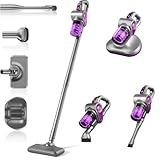 Cordless Vacuum Cleaner 15000pa, 4-in-1 Upright Handheld Stick Vacuum & Mattress Vacuum Cleaner with UV Light, Portable Lightweight Hoover Vacuum, Rechargeable Hoover Cordless for Home Car