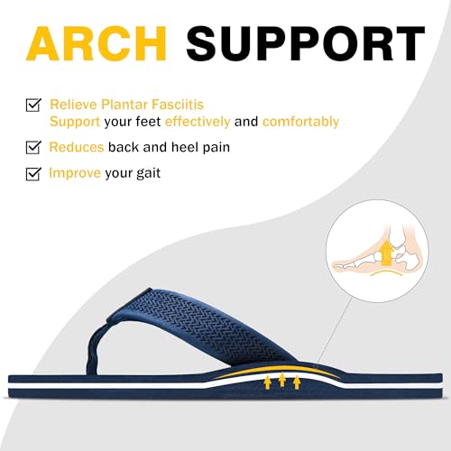 Men's Flip Flops & Sandals with Arch Support - Non-Slip Textured Sole,Waterproof for Beach2