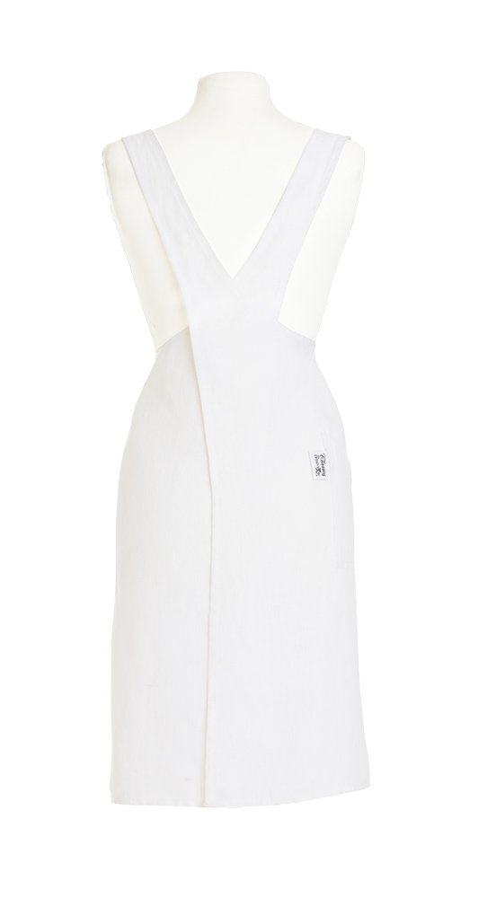 El británico textiles Co cruzado – Delantal 88 x 84 cm color blanco 100% lino easy-to-wear formas