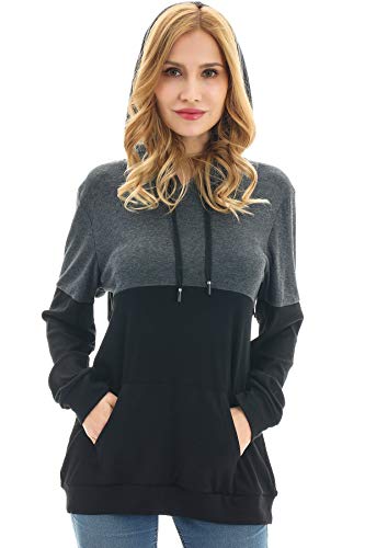 Image of Bearsland Women's Maternity Breastfeeding Sweater Hoodie Nursing Sweatshirt with Pockets
