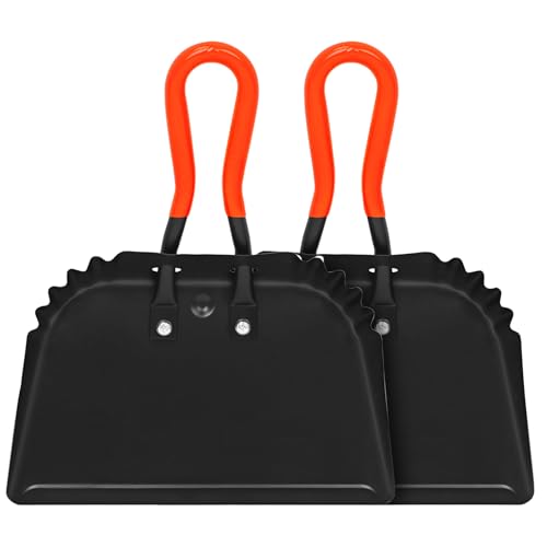 (2PK) Metal Dust Pans Heavy Duty 12 Outdoor Dustpan with Rubber Handheld Handle Large Shovel Wide Scoopers for Garage Shop Fireplace Commercial Uses
