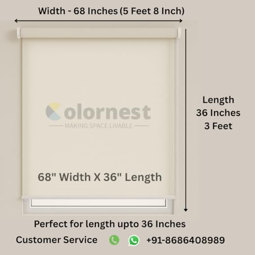 Image of Roller Blinds for Windows 68 Inch W X 36 Inch L | Dim Out Roll-Up Shades Sun UV Protection for Home & Office Charcoal Grey| Heavy Duty in 38 MM Pole