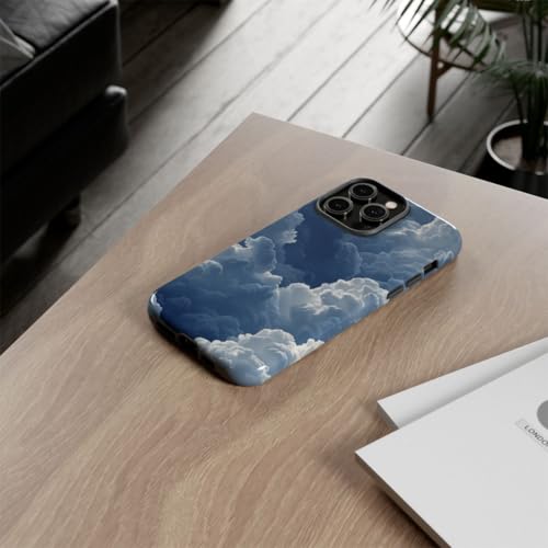 Coque iPhone 14 Pro Max nuage bleu 3D antichoc rigide brillante - 4
