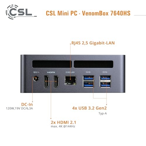 Mini PC CSL VenomBox 7640HS RAM 500 Go SSD .2 Windows 11 Pro - vue 6