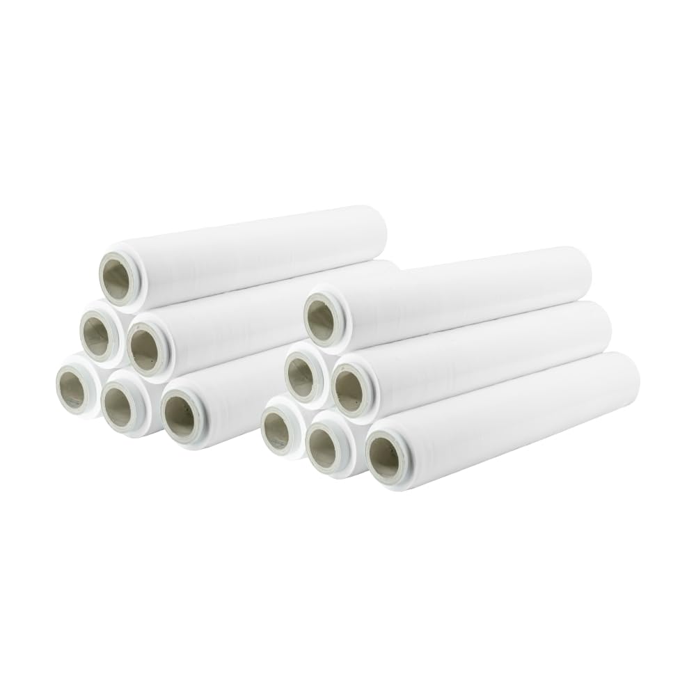 IMBALLAGGI 2000 - Wysuwana folia do pakowania białego, 12 rolek 160 x 30MYx50H cm do uniwersalnego opakowania, dodatkowa trwała folia opakowaniowa - rolka do pakowania do wysyłki i przeprowadzki