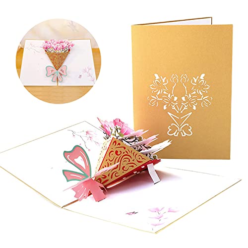 WISMURHI Tarjeta de Felicitación Pop Up 3D Flor,Tarjeta Del Día De La Madre de Aniversario de Boda para Navidad, Acción de Gracias, Cumpleaños, Bodas, San Valentín y Aniversarios Cover