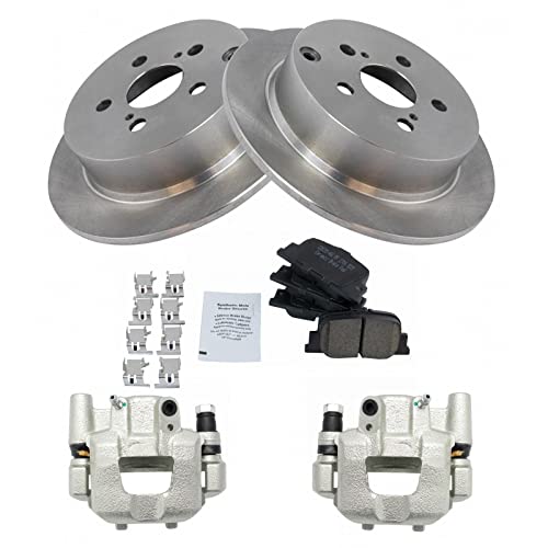 Image of TRQ Rear Brake Pad and Rotor Set Ceramic Solid Rotors Calipers | For 2005-2010 Scion tC