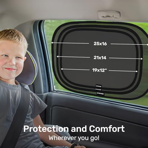 enovoe car window shades for baby 2 pack - 21x14 inches sun shade blocker cling - glare shield and uv rays protection for your child - side windows screens for suv- mesh window shades for car baby