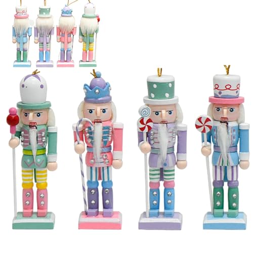 Adornos de árbol de cascanueces - Juego de madera de 4 soldado Cascanueces Navidad 5 pulgadas Figuras Color caramelo - Mesa decorativa de estatuilla de fiesta mesa para fiesta de festivales al aire
