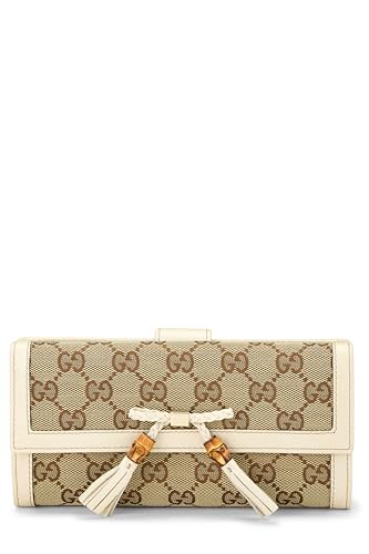 Pre-Loved Original GG Canvas Bamboo Tassel Wallet, White