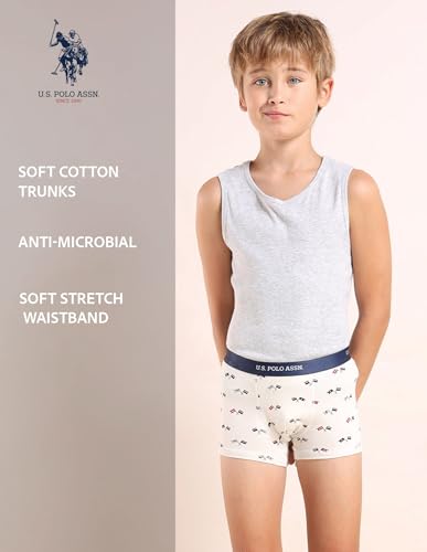 Image of U.S. Polo ASSN. Boys EKT04 Mid Rise Cotton Spandex Trunks - Pack of 3
