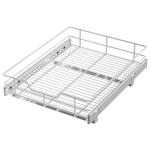 Image of Pull Out Cabinet Organizer 18 inch W X 22 inch D, Chromed, Full Slide Out Drawers