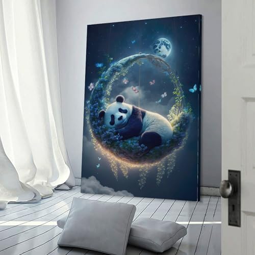 Panda salle de bain toile rigolote déco moderne toile tendue 30x45 cm